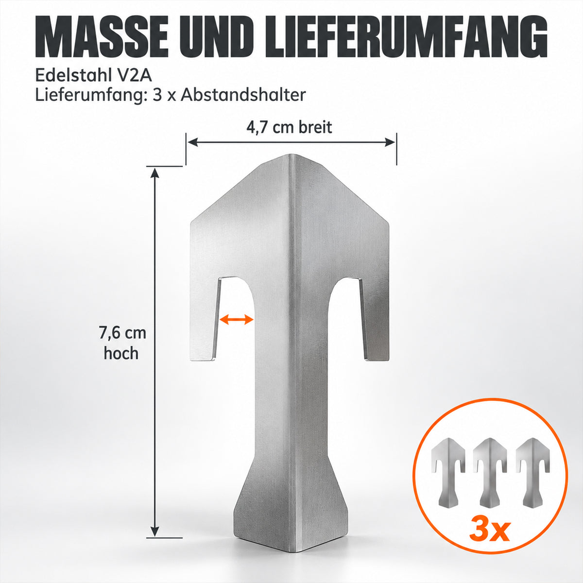 Maße je Halter: 4,7 cm breit, 7,6 cm hoch, Lieferumfang 3 Stück