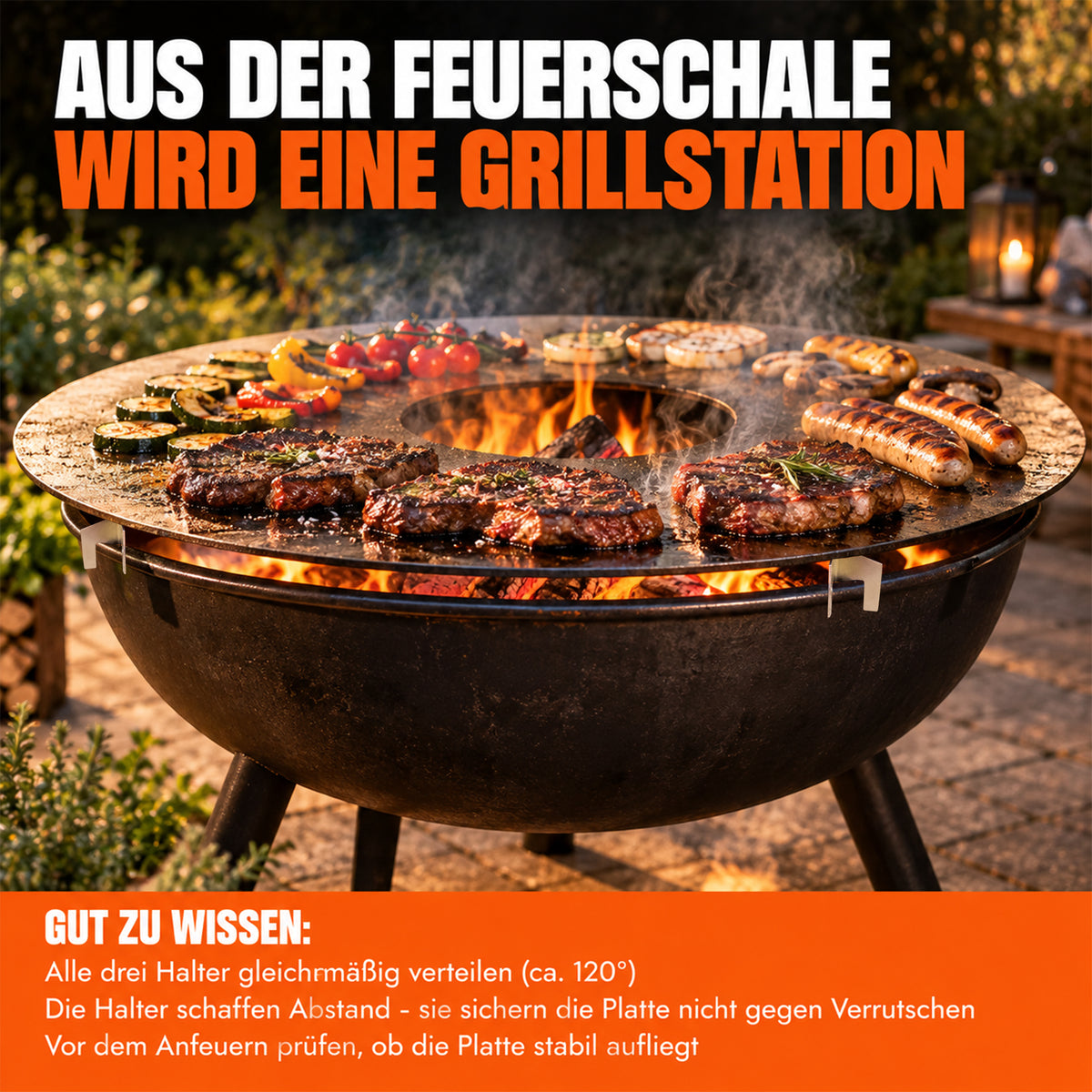 Aus der Feuerschale wird eine Grillstation
