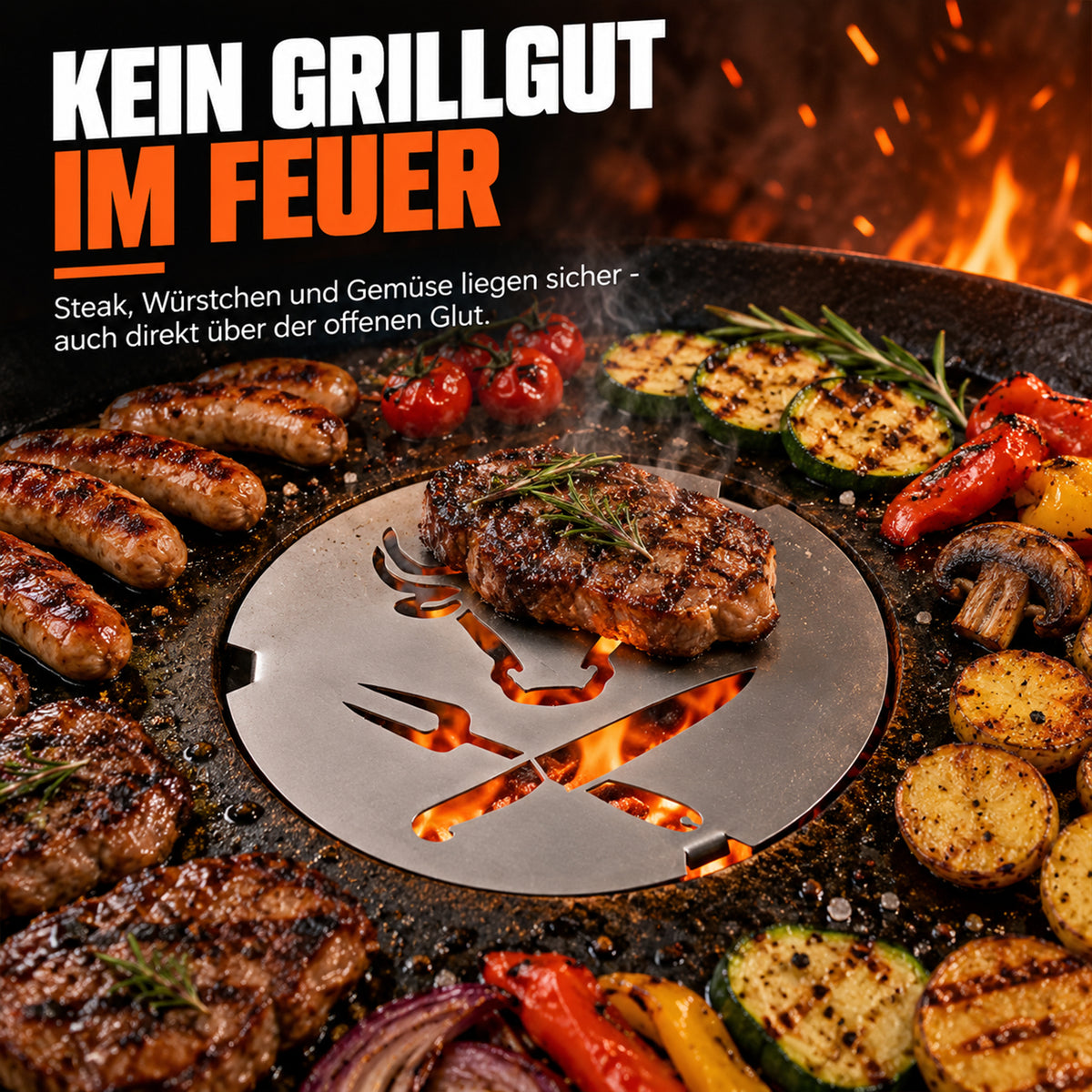 Kein Grillgut mehr im Feuer – Einsatz in der Feuerplatte