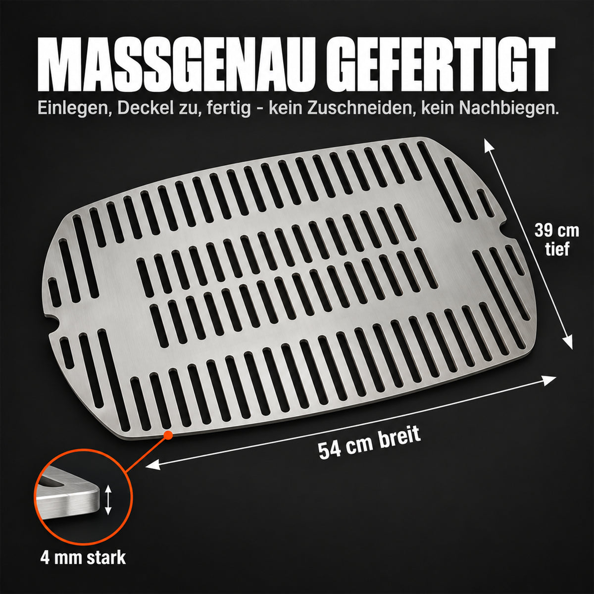 Maßgenau gefertigt: 54 cm breit, 39 cm tief, 4 mm stark